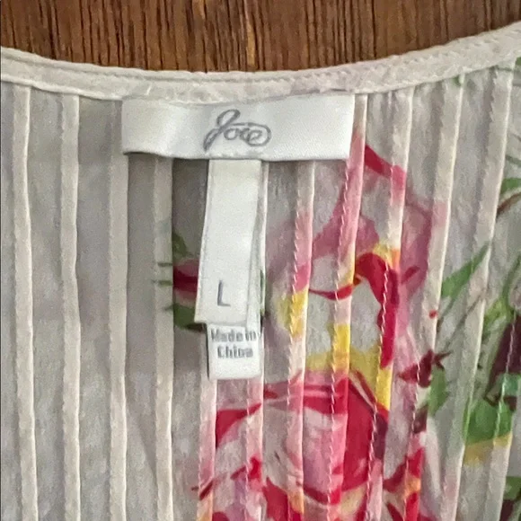 Joie Pink and Cream Floral Ruffle Blouse - Picture 2 of 2